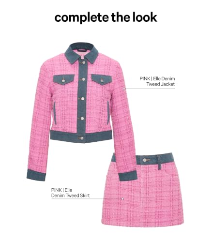 Victoria's Secret PINK | Elle Denim Tweed Jacket, Pink Tweed/Blue Wash, M - image 5