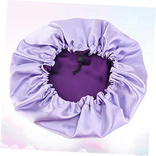 Bonnet en satin pour perte de cheveux et chimiothérapie violet