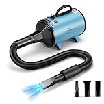 Petzly Dog Dryer for Pet Grooming, 3200W High Velocity Force Blow Pet Dryer, Adjustable Speed & Temperature Control Dog Blow Dryer, Quiet Dog Hair Dryer with 3 Nozzle