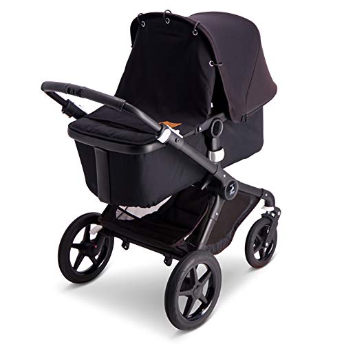 Baby Wallaby Sonnenverdeck für die Meisten Kinderwagen, skandinavisches Design, Universelle Passform, Schadstofffrei, 52x57 cm, Sonnenschutz, Sonnensegel(Schwarz) Cover