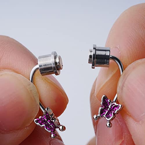Pulunto Butterfly Magnet Nose Ring, Fake Horseshoe Nose Septum Rings Non-Pierced Clip On Nose Rings Piercing Body Jewelry For Women Men #TOP2