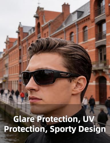 Image of PUKCLAR Sports Polarized Sunglasses for Men Women Driving Sunglasses Cycling Running Fishing Goggles Unbreakable Frame