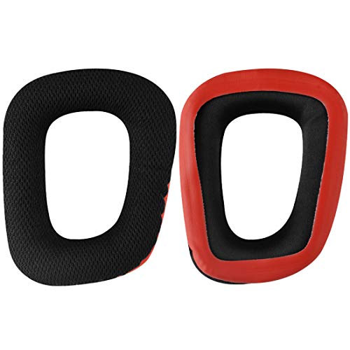 Geekria Comfort Replacement Ear Pads para Logitech G35, G430, G432, G332, G930, F450 Auriculares Almohadillas, Partes de Reparación con Guía de Video (Negro Rojo) miniatura 3