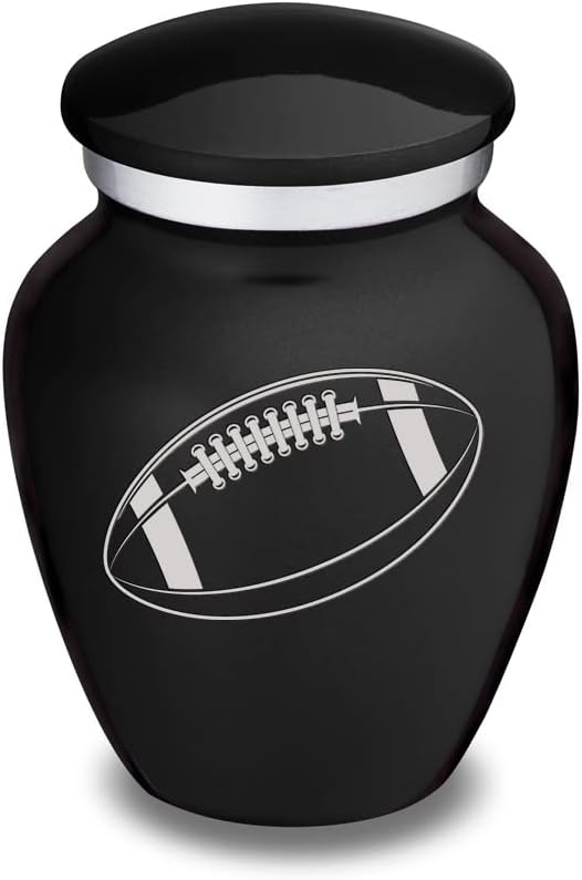 Geturns Embrace Keepsake Football Cremation Urns for Human Ashes I Black Funeral Urn for Men and Women I 3.5 lbs