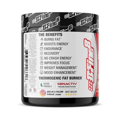 Image of Thermogenic Pre-Workout Energy Powder & Shredding Supplement, Boost Energy Mood & Focus, Sugar Free, Contains Senactiv, Endurance, 300mg Caffeine, N-Acetyl-L-Tyrosine (Watermelon Splash)