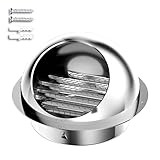 Campana de Ventilación de Pared de 100/150/200mm, Salida de Aire de Pared Redondo de Acero Inoxidable con Lamelles de 45° y Mosquitera(4.7inch/120mm)