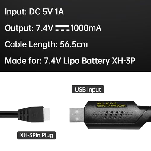 Câble De Charge USB 7.4V Pour Batterie LiPo 2S - 2 Pièces Avec Connecteur XH-3P, Charge Intelligente Pour Voitures RC, Drones, Airsoft