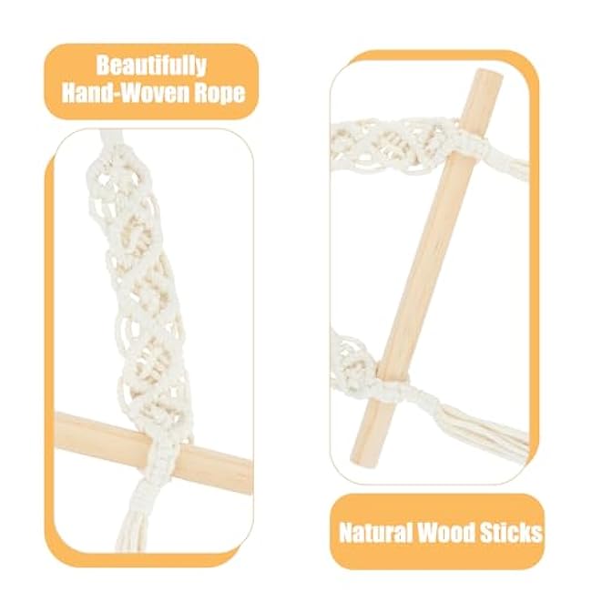 2PCS Boho Toilet Roll Holder, Paper Towel Holder Self Adhesive Toilet Roll Rack Wall Paper Hanging for Kitchen, Macrame Boho Bathroom Decor Accessories