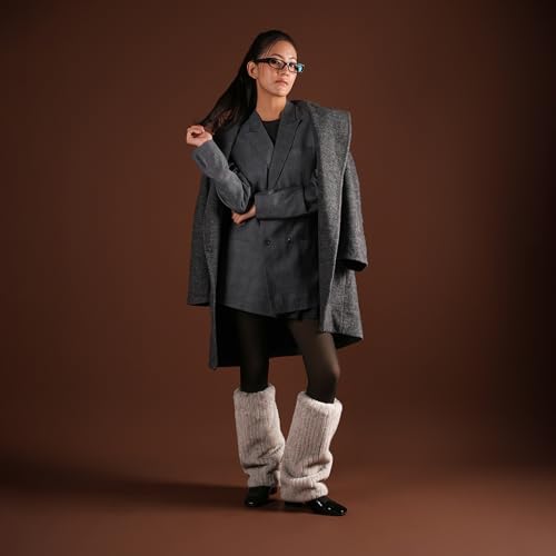 Image of Theater Women Ribbed Fur Leg Warmer - Cream | Soft Faux Fur with Ribbed Knit Base | Cozy Winter Layering Accessory | Stretchable & Free Size