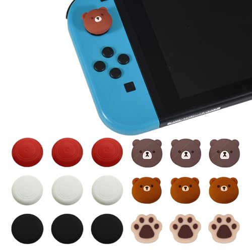 SNONESIY Silikon Joystick-Schutzabdeckung, 18 Pcs, Schwarz, für Nintendo Switch, Spielkonsole