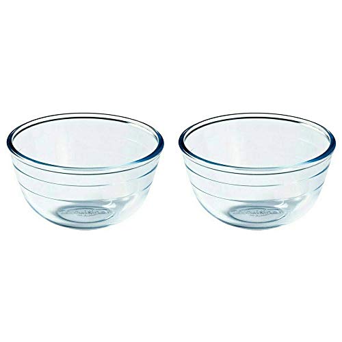Pyrex OCuisine Kitchen Glass Round Mixing Bowl Microwave Safe 14cm 0.5 Litre (Pack of 2)