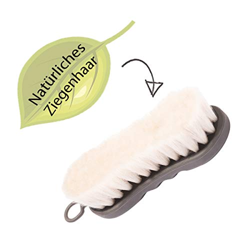 Animalon Ziegenhaar-Bürste | weiche Glanzbürste für Pferde | Schmuse-Bürste fürs Pferd | Staubbürste | Kopfbürste fürs Pferd | Pferde-Zubehör für Jede Putzbox | Pferdebürste | Kopfbürste | Putzzeug