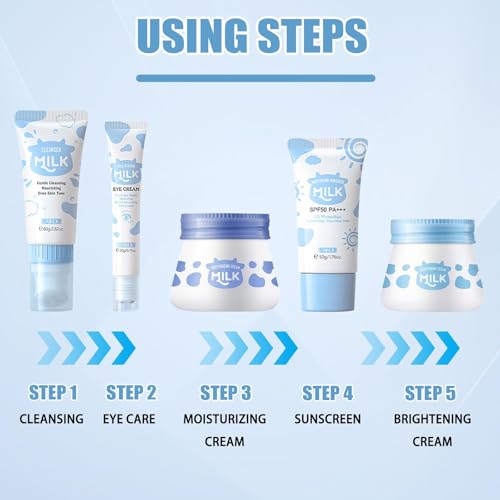 Milk Skin Care Sets & Kits kids skin care products Milk Protein Skincare Gifts For Teenage Girls, gift set for women With Cleanser, Eye Cream, Moisturizer, Sunscreen, Glow Cream - Image 5