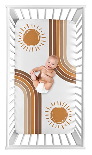 Sweet Jojo Designs Rainbow Vintage Boho Sun Boy Girl Fitted Crib Sheet Baby Toddler Nursery Photo Op Pumpkin Rust Orange Taupe Brown And White Bohemian Sunshine Minimalist Gender Neutral Retro Arches #TOP15