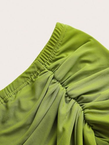 Womens' Solid Color Asymmetrical Ruched Ruffle Hem Skirt Casual Mini Skirts for Women3