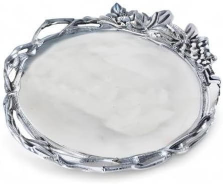 Miniatura 6 de Arthur Court Diseños de uva de aluminio abierta bandeja redonda grande 17 diámetro