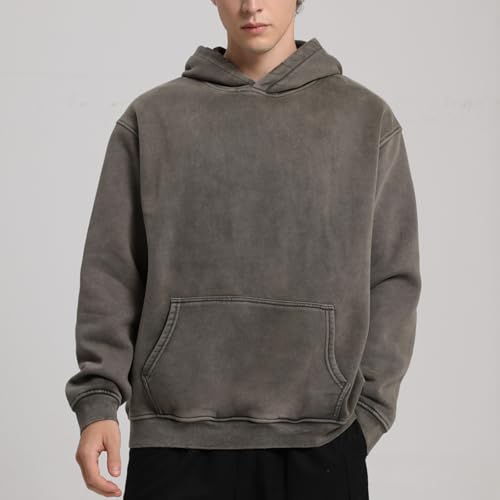 Image of FAIABLE Womens Oversized Acid Wash Hoodie Unisex Heavyweight Cotton Hoodies Fleece Vintage Washed Sweatshirt Women Men