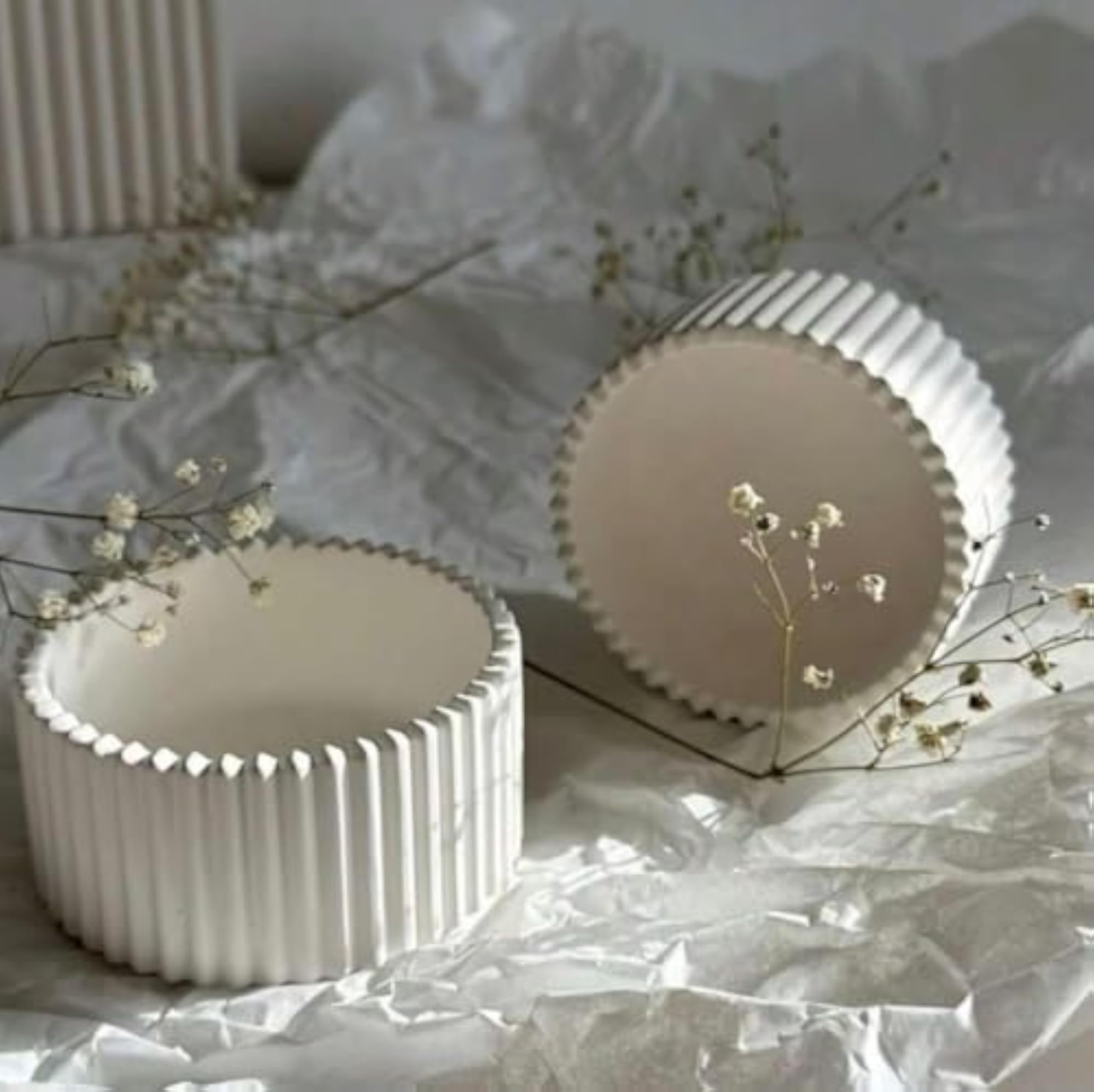 White Ribbed Candle Jar, Round Empty Container for DIY Candle Making