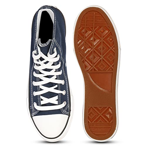 Image of MOZAFIA Men's High-Top Canvas Sneakers - Stylish, Comfortable Lace-Up Casual Shoes, Durable Fashion Streetwear Kicks.