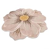 Filteilect Tapete con forma de flor de 40 x 40 cm para dormitorio, sala de estar o vestidor, alfombra de cachemira de imitación suave con diseño de flores doradas de jade y pie decorativo (A)