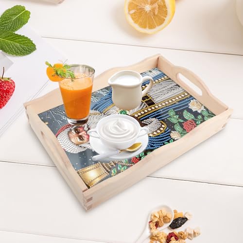 Image of AiYuanzsh Christmas DIY Diamond Art Tray with Handle Diamond Art Painting Plate Creative Design Handmade Wooden Tray Kits Special Shape Diamond Art for Coffee Home Christmas Organizer (Santa Claus)