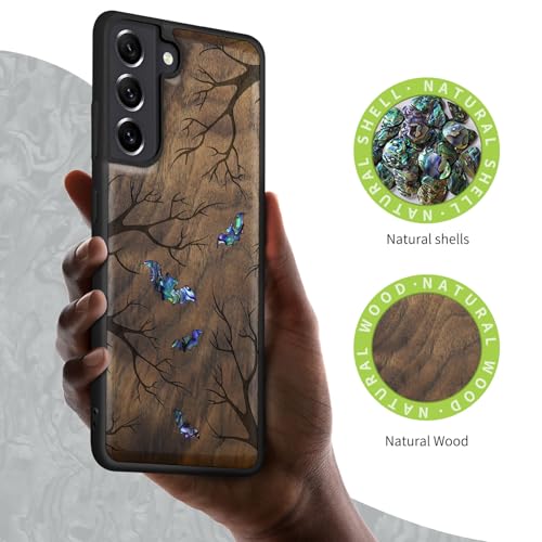 Coque Galaxy S22 Plus en bois de noyer sculpté main luxe unique