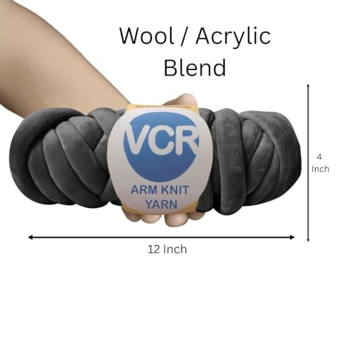 Image of VCR Black Yarn, Jumbo Crochet Yarn, 500 Grams, Soft Hollow Polyester Chunky, Pack of 1 for Knitting Blankets, Cushions and Pillows