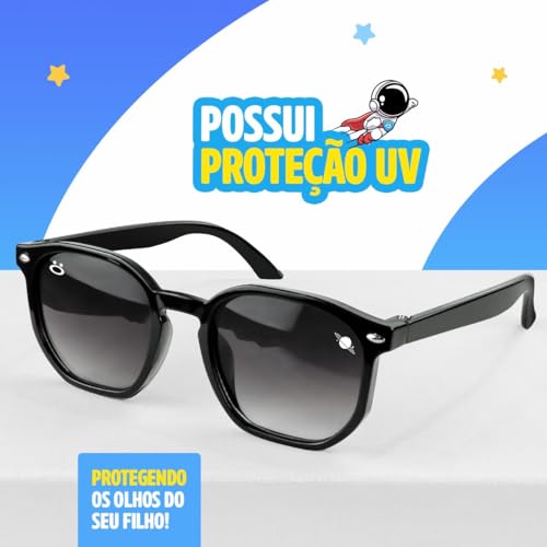 Óculos de Sol Moda Infantil, Preto Unissex Menino Menina, Proteção UV, Case Original Presente kids