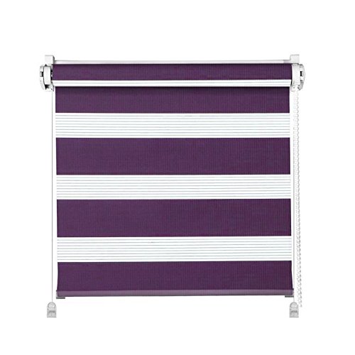 Clever-Kauf-24 Klemmfix Click 3 in 1 Doppelrollo violett | Duorollo auch für Wand- und Deckenmontage | fertig vormontiert für einfache Montage (70x215cm (Stoffbreite 66cm))