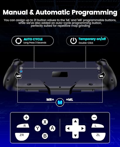 Image of NinABXY Hall Effect Joystick Controller for Nintendo Switch 2, Wireless One-Piece Handheld Switch Joypad - Macro, Ergonomic Grip, Turbo- Christmas Accessories, Black,M