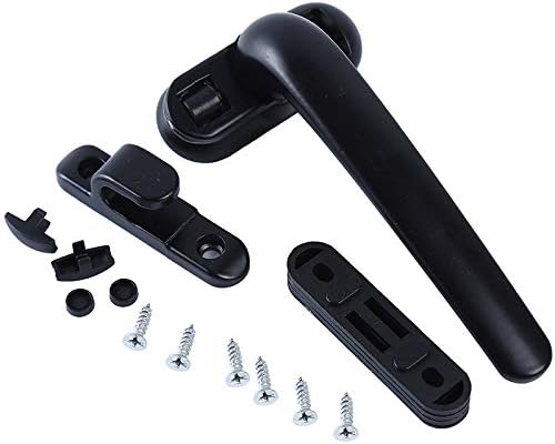 window handle， Universal Key Locking with Locks Kids Security Door Handle for Double Glazing Windows Turning Window Handles(Black Right)