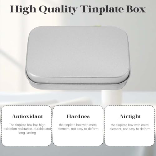 Image of 4 Pack 4 x 2.5 x 0.9In Hinged Mini Tin Boxes Metal Hinged Container with Lid Gainsboro Rectangle Small Iron Storage Portable Organizer Containers for Tea Drawing Pin Candies Jewelry Crafts