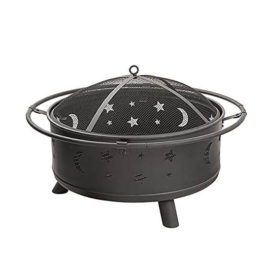 Eldskål trädgård, öppen spis Brandkorg med gnistgaller, poker kol erie, för uppvärmning/grill, eldskålar för trädgården strand terrass,A