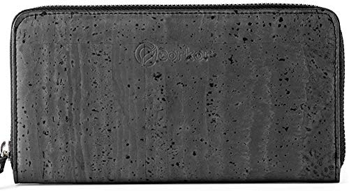 Cork RFID Long Wallet – Women’s Clutch - RFID Blocking - Vegan Leather – Cruelty Free – Eco Friendly - Black