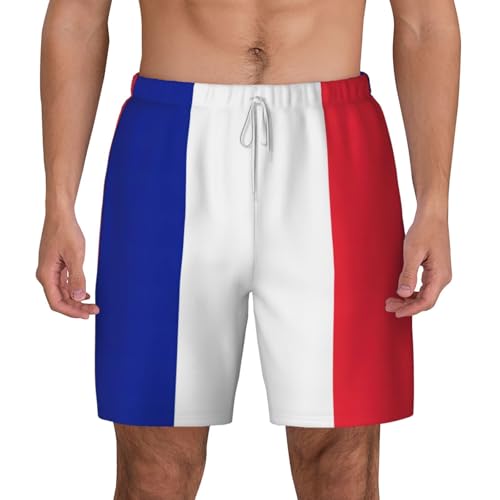 Short de plage double couche EdWal imprimé drapeau français pour homme