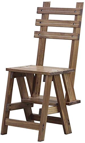Escalera plegable de madera portátil para llegar a estantes altos sin ocupar espacio 4