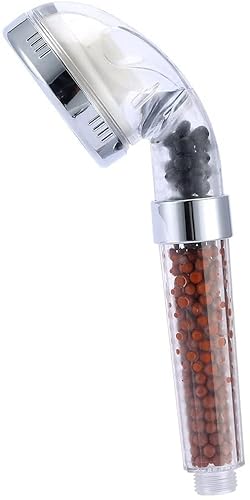 Cabezal de ducha, cabezal de ducha LED, filtro de filtro, ahorro de agua de alta presión, 3 modos, 7 cambios de color, ducha de mano con pulverización, adecuado para piel seca y cabello (piedras