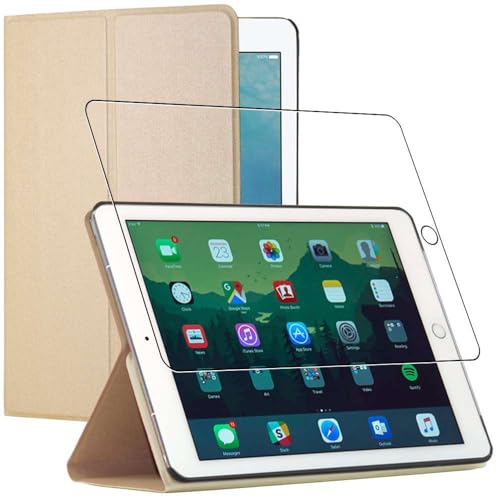 ebestStar - Cover Compatibile con iPad 2018 9.7 2017, PRO 9.7 2016, Air 1/2 Custodia Slim Smart Case Sottile Funzione Supporto, Dorato + Vetro Temperato [Apparecchio: 240x169.5x7.5/6.1mm 9.7']