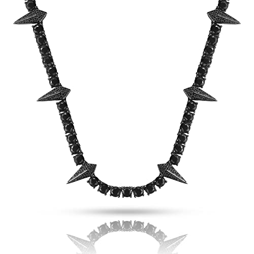 CJWN·O Black Panther Necklace Diamond Tennis Chain Iced Out Cubic Zircon Necklaces for Men Hip hop Jewelry Birthday Christmas for Friend Wife Gifts
