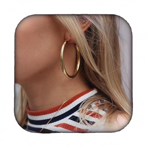 Doubnine Tube Hoop Earrings Gold Lightweight Large Earrings Women Fashion Jewelry