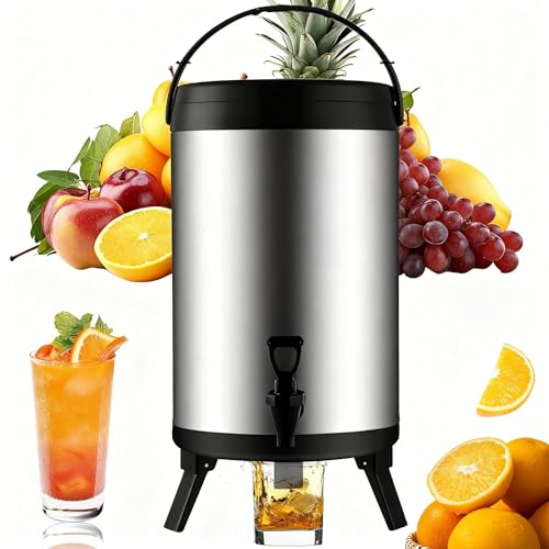 Termo dispensador de bebidas frías y calientes, fuente isotérmica dispensador de bebidas de acero inoxidable, recipiente aislante con grifo portátil para acampar restauración (10L) Termo dispensador de bebidas frías y calientes, fuente isotérmica dispensador de bebidas de acero inoxidable, recipiente aislante con grifo portátil para acampar restauración (10L)