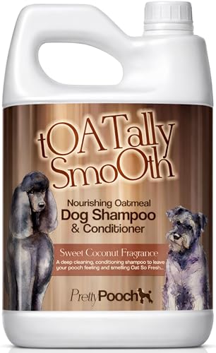 Pretty Pooch Oatmeal Dog Shampoo for Sensitive Skin 2L – Hydrates, Sooths & Shines - pH Balanced & Made from Natural Ingredients - Cruelty Free & Vegan - Coconut Fragrance