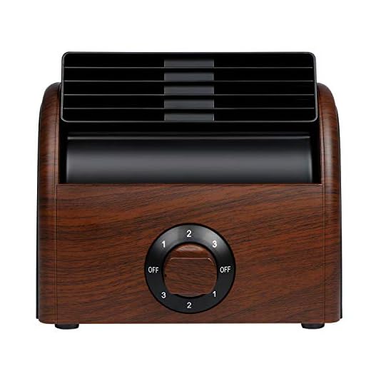 POOCCI Desk Fan Personal Quiet Powerful Small Table Fans Retro Bladeless Fans for Home Office Bedroom Bedside with 3 Speeds
