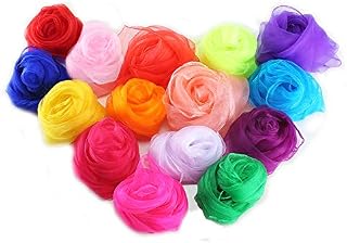 FOGAWA 15Pcs Sensory Scarves for Babies Children Juggling Scarves Coloured Dance Scarves Magic Performance Props Silk Scarfs Accessories Baby Sensory Toys for Toddler Dance Games 60 x 60 cm Square