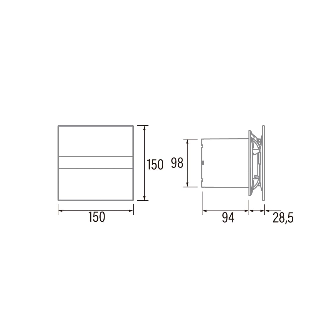 Cata E 100 GTH BK - Estrattore da bagno, Timer Hygro, 8 W, vetro nero