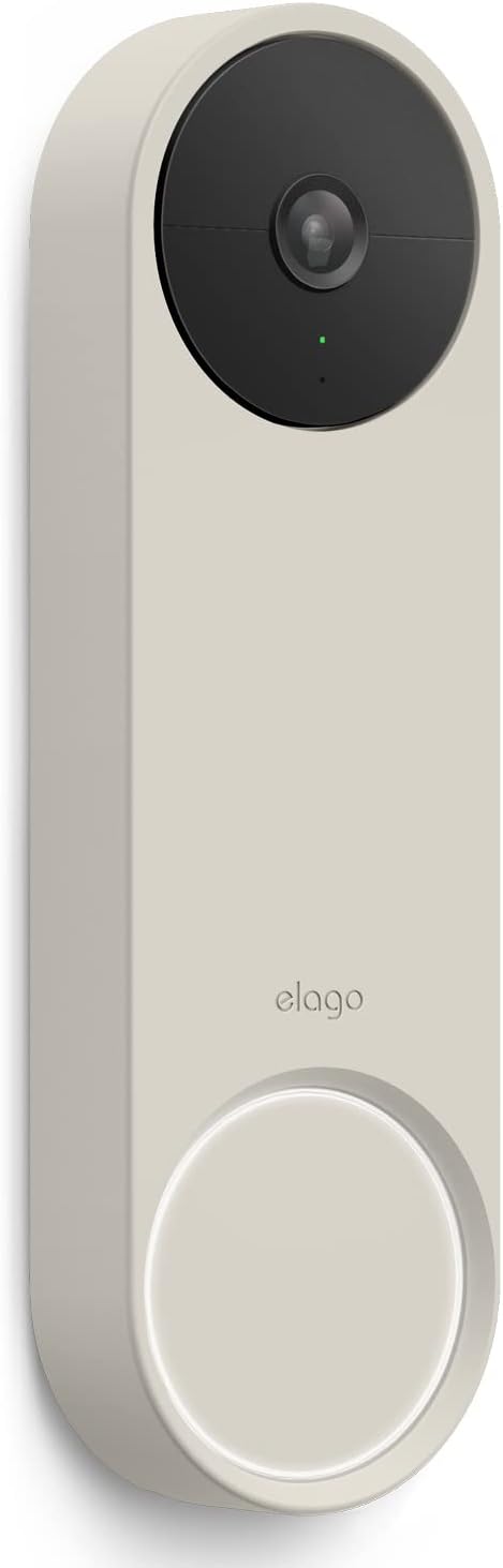 elago Silicone Case Designed for Google Nest Hello Video Doorbell (2021 Battery Model) - Weather and UV Resistant, Perfect Color Match, Clean Finish, NOT Compatible with Wired Model [Linen]