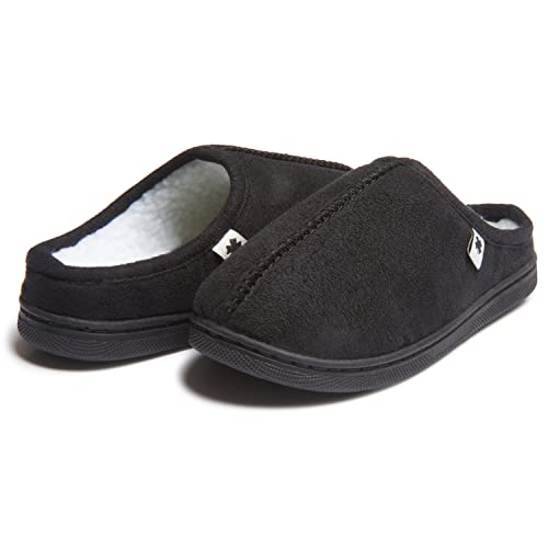 Lucky Brand Boys Memory Foam Microsuede Sherpa Clog Slippers, Fuzzy Non Slip Indoor Outdoor House Shoes, Kids Bedroom Clogs, Black, Size 6 by Lucky Brand - Image 4