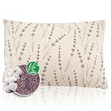 Herbalind Lavendelkissen Floral Allover 30x20 cm in Natur – Duftkissen mit Lavendel und Schafschurwolle – Baumwollbezug mit floraler Musterung – Handarbeit Made in Germany