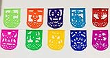 Altar for the Dead. Multicolor Mexican Papel Picado dia de los Muertos decoration Small Size Tissue Banner. 3 Pack