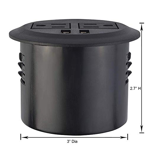 Kungfuking Desktop Power Grommet Power Outlet Socket Desk Data Center 2 Outlet With 2 Usb Ports With 10 Ft Extension Cord #TOP3